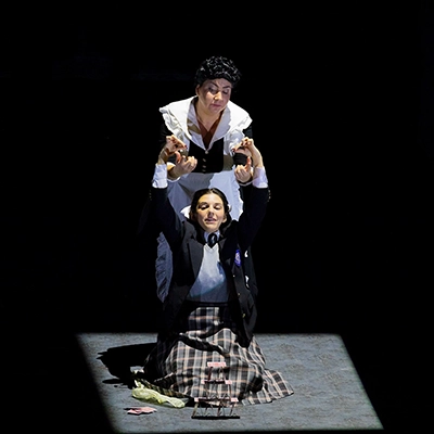 Chiara Maria Fiorani, Italian soprano, in the role of Flora in the opera The Turn of the Screw at Teatro Verdi in Pisa.